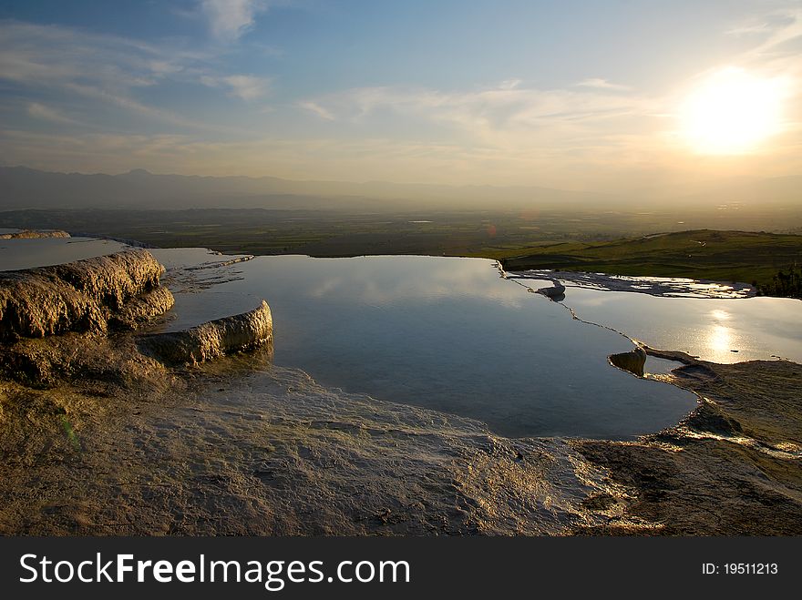 Pools Of Pamukkale During Evening