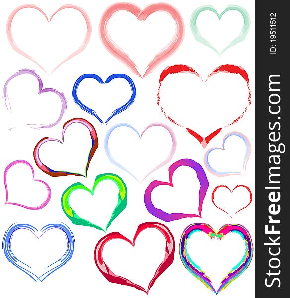 Collection of colorful hearts in different brush styles. Available as EPS-File. Collection of colorful hearts in different brush styles. Available as EPS-File