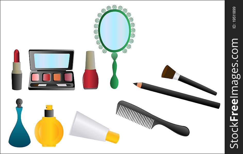 A set of cosmetics and make-up. A set of cosmetics and make-up