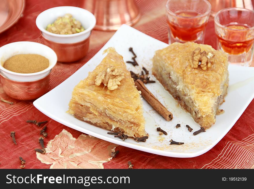 Traditional oriental dessert with syrup. Traditional oriental dessert with syrup