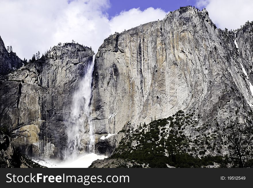Waterfalls at Yosemite National Park in winter