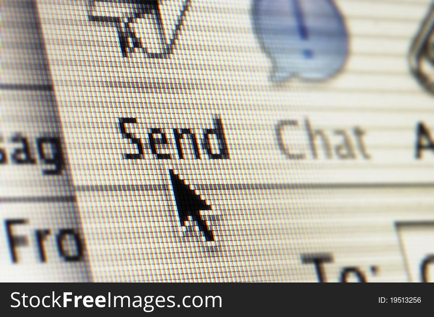 Close up of the word send on computer screen