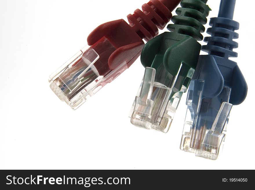 Cat6 network plugs forming RGB colors. Cat6 network plugs forming RGB colors