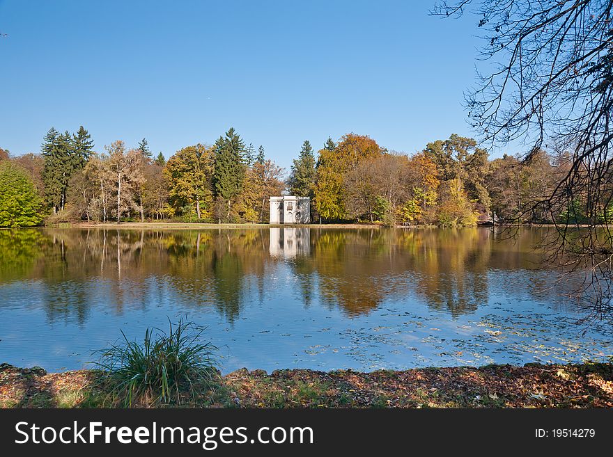 Pond in the famous Nymphenburg park in Munich