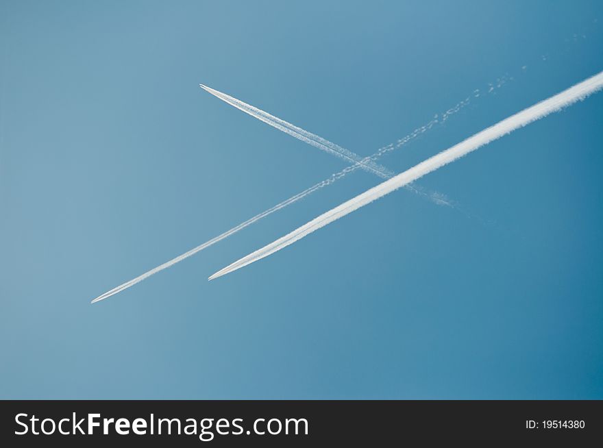 Aircraft in the blue sky