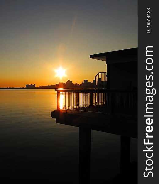 A sunset at Woodlands Waterfront in Singapore. A sunset at Woodlands Waterfront in Singapore.