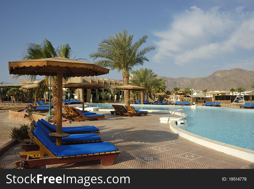 Luxury resort pool at Sinai coast, Egypt. Luxury resort pool at Sinai coast, Egypt.