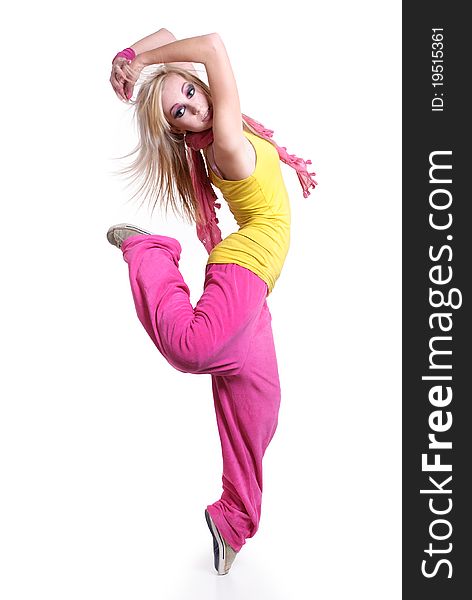 Dancing girl. isolated on a white background.