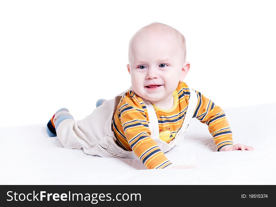 Studio portrait of cute, smiling baby