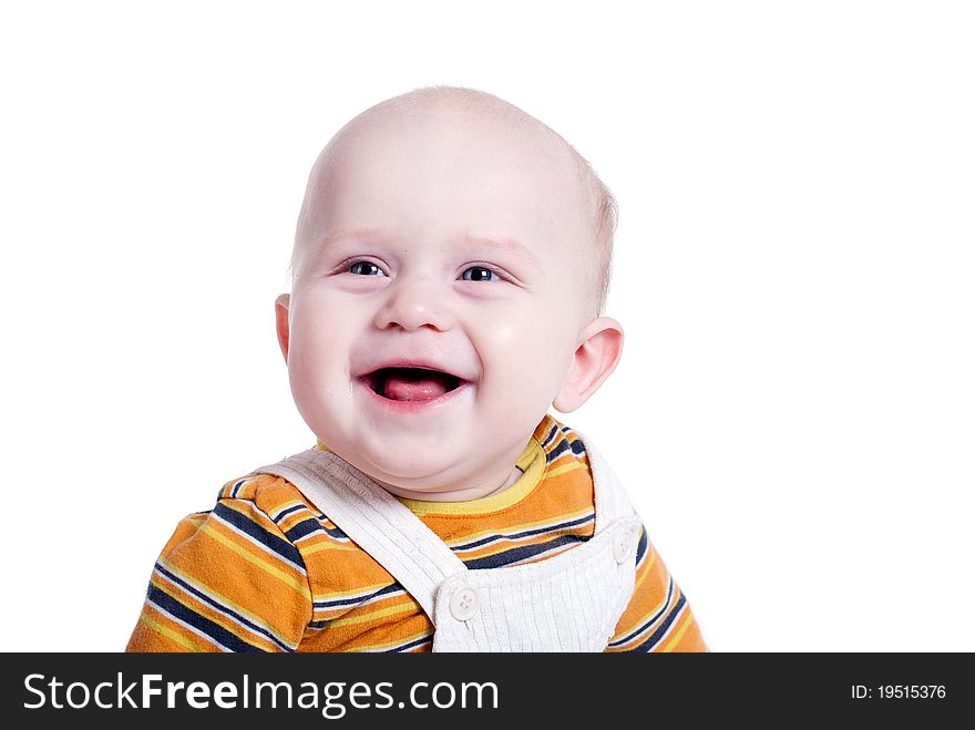 Portrait of a smiling baby isolated on white background