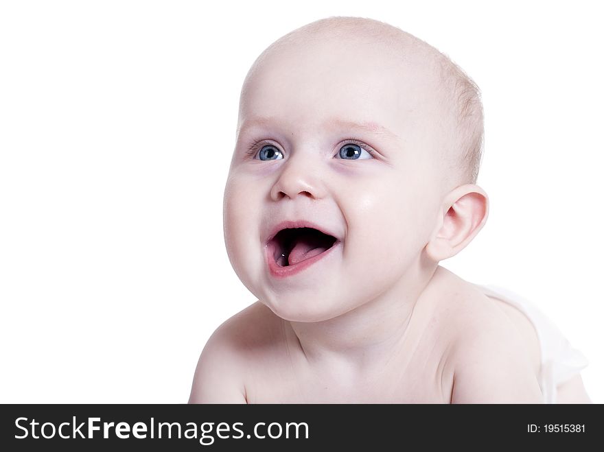 Portrait of a smiling baby isolated on white background. Portrait of a smiling baby isolated on white background