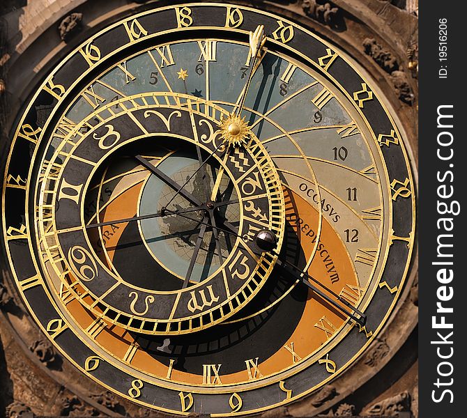 Detail of the Prague Astronomical and Calendar Clock. Detail of the Prague Astronomical and Calendar Clock