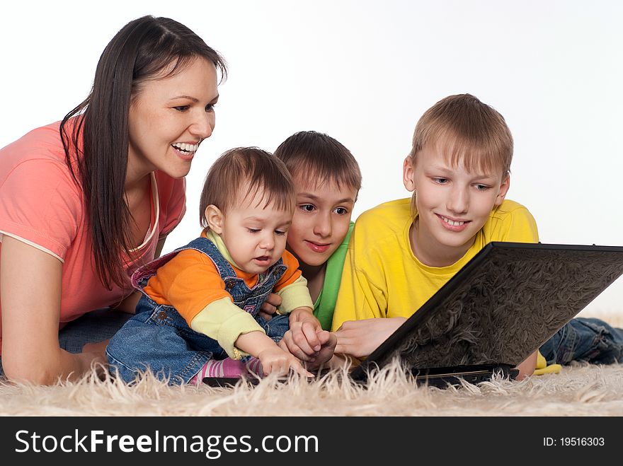 Picture of a nice family with laptop. Picture of a nice family with laptop