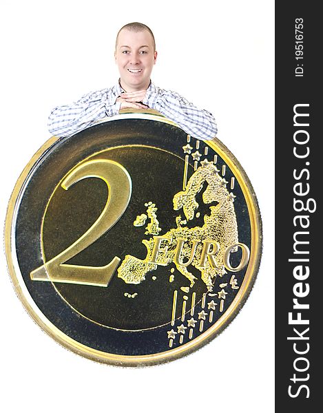 Man With Big Coin 2 Euro