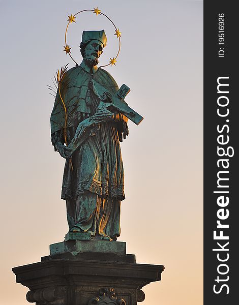 Statue of Czech National Saint John of Nepomuk on the Charles Bridge