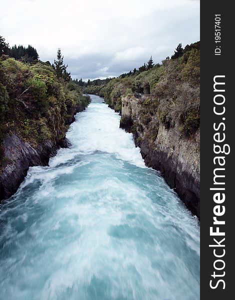 Waterfall and river hukka falls New Zealand