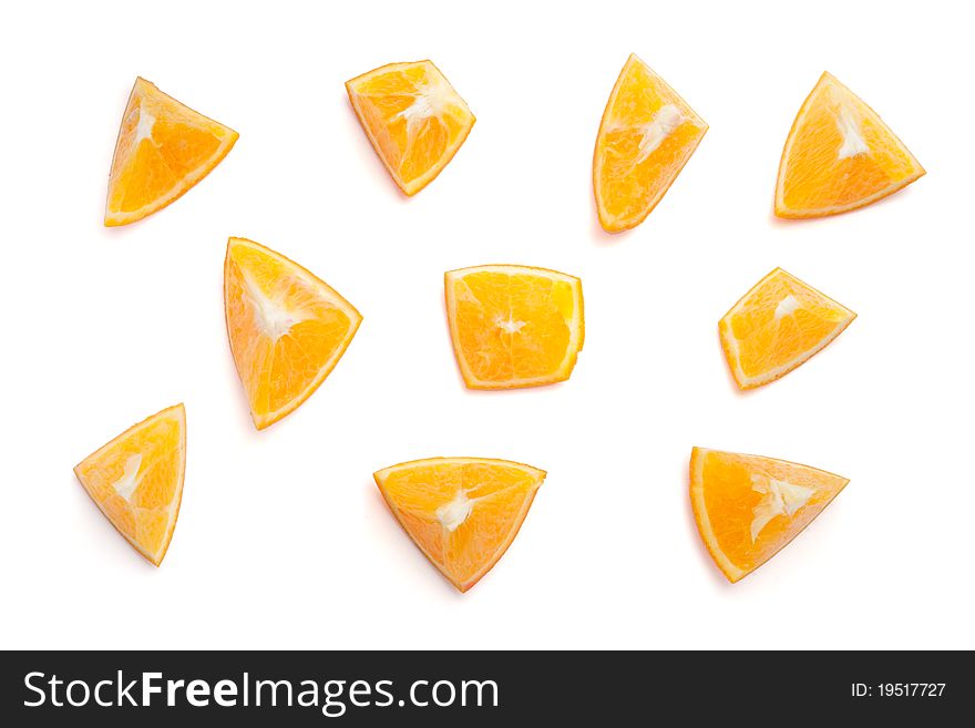 Sliced oranges isolated on white