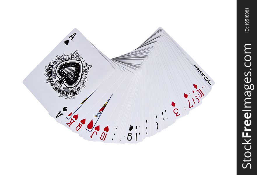 Log of playing-cards on a white background