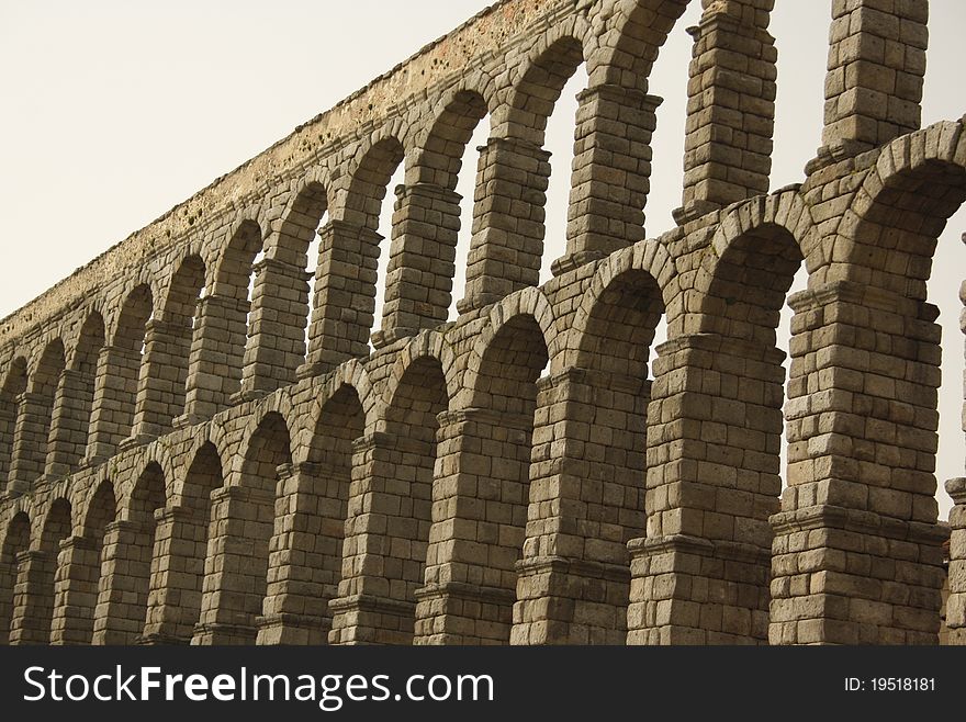 This is a photo of the Roman Aqueduct in Segovia, Spain.