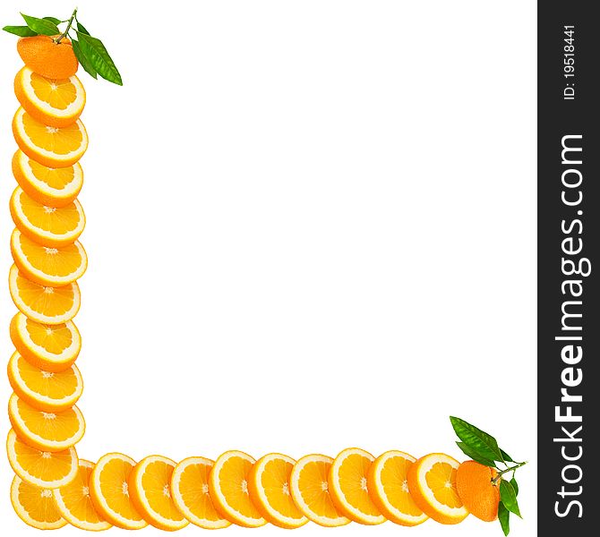 Orange making a border isolated on a white background