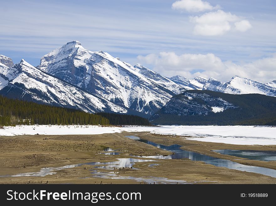 Winter scene of Spray Lakes, located in Kanaskis, Alberta, Canada. Winter scene of Spray Lakes, located in Kanaskis, Alberta, Canada