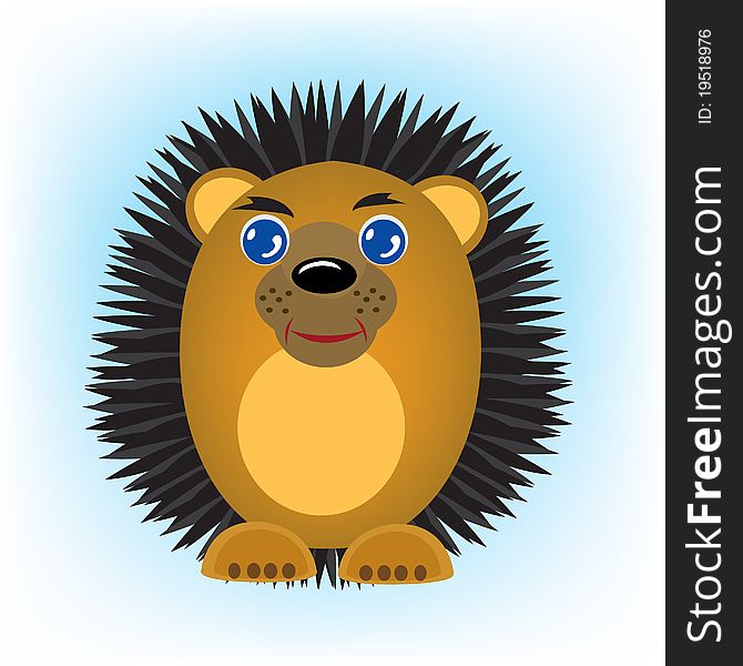 Cartoon animal hedgehog on turn blue background. Cartoon animal hedgehog on turn blue background