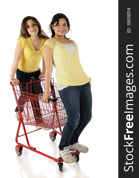 Two Girls and a Shopping Cart