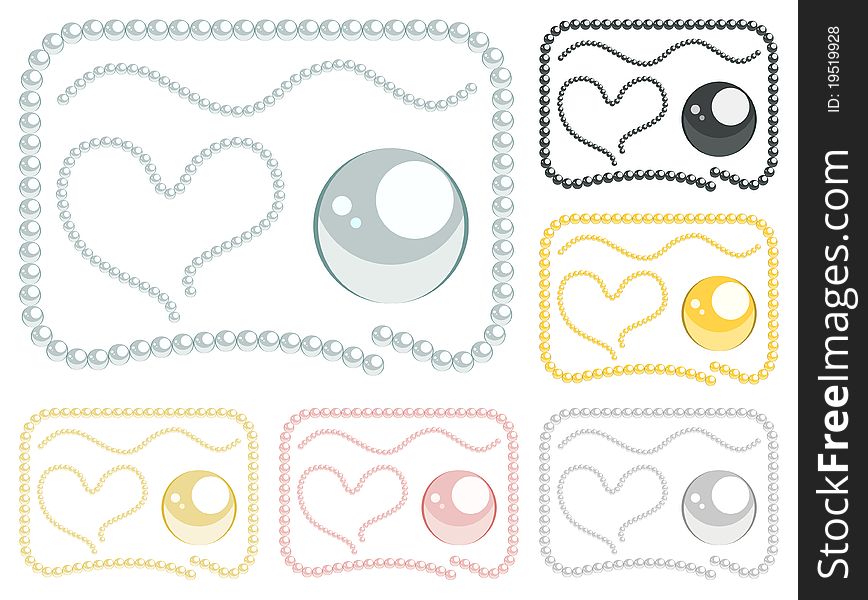 Vector pearls collection of the different colors. Vector pearls collection of the different colors