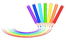 7 Colored Pencils Paint Rainbow Royalty Free Stock Images 7 Colored Pencils Paint Rainbow Royalty Free Stock Images