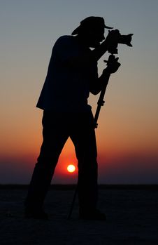 Young Man Taking Pictures At Sunset Stock Photos Young Man Taking Pictures At Sunset Stock Photos