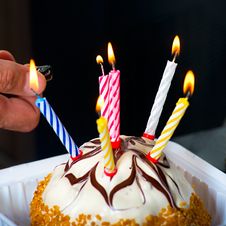 Cake With Candles Stock Photos