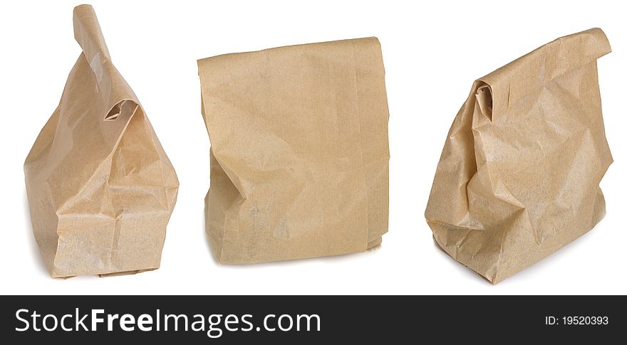 Tree brown paper bag over white background. Tree brown paper bag over white background