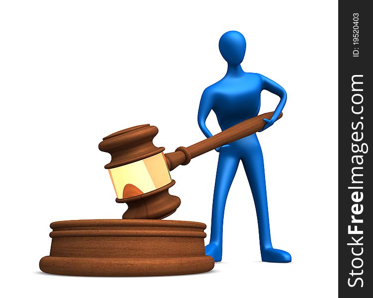 Blue person with judicial gavel