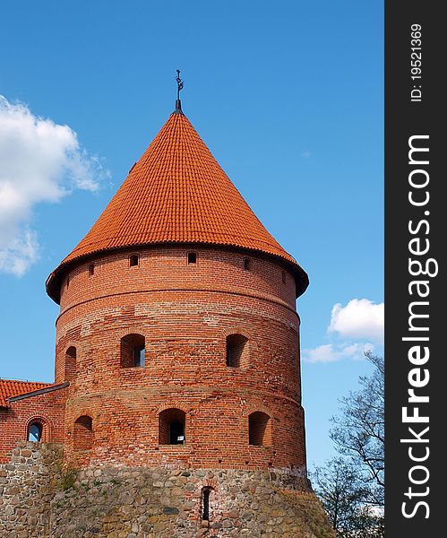 Trakai Island Castle in Trakai, Lithuania on an island of Lake Galve, 14th century