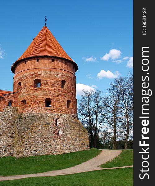 Trakai Island Castle in Trakai, Lithuania on an island of Lake Galve, 14th century