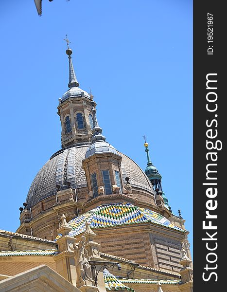 Towers of the basilica del pilar in zaragoza in spain. Towers of the basilica del pilar in zaragoza in spain