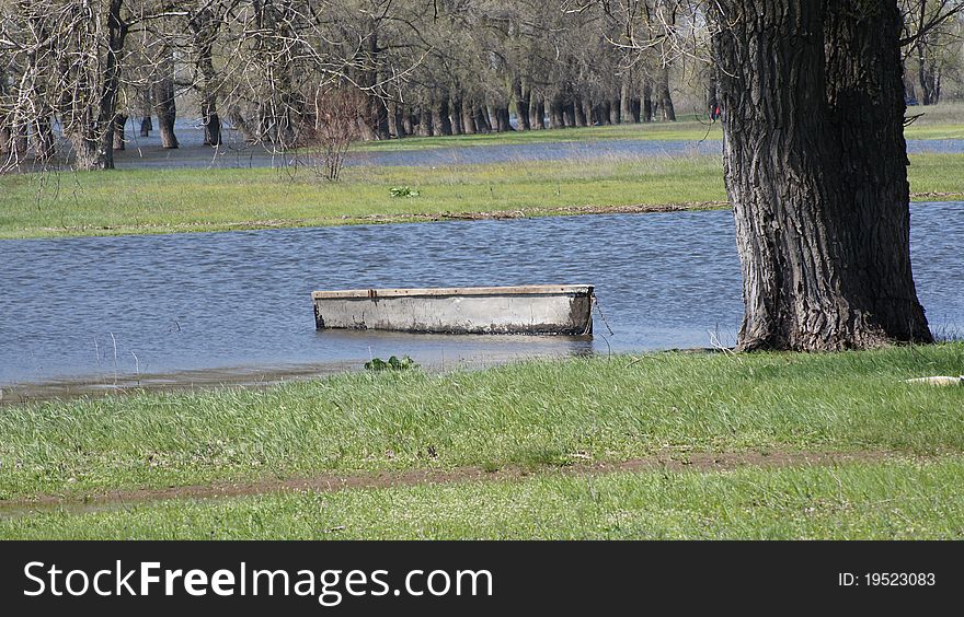 Background. The Thrown Boat Adhered By A Chain