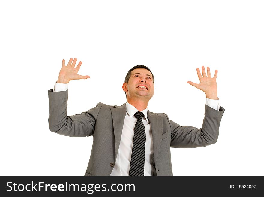 Businessman With Hands Up