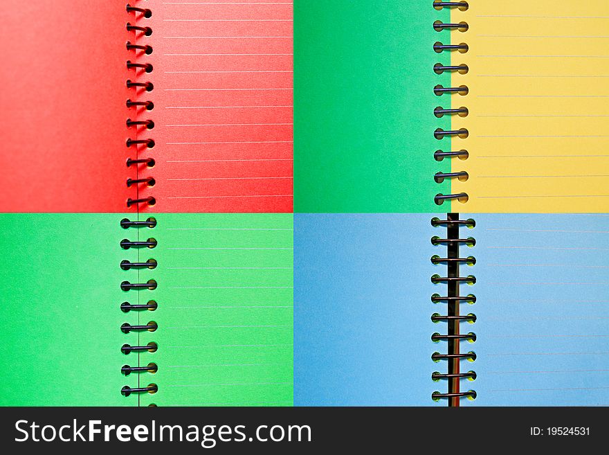 Set of color paper spiral notebooks. Set of color paper spiral notebooks