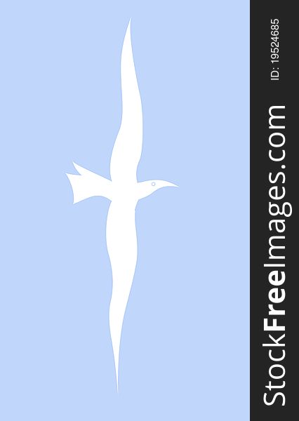 Vector silhouette of the bird in sky