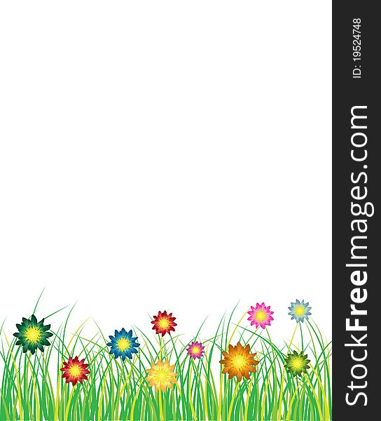 Set of flowers and grass for your design,  illustration. Set of flowers and grass for your design,  illustration