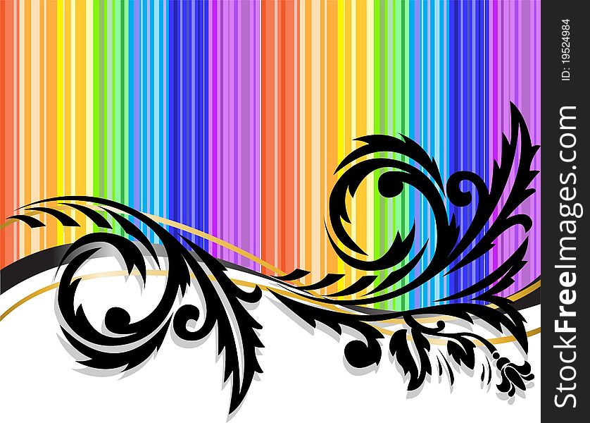 Black horizontal pattern on rainbow background. Black horizontal pattern on rainbow background