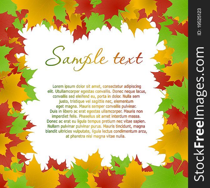 Multicolored maple leaves frame. Vector eps10 illustration