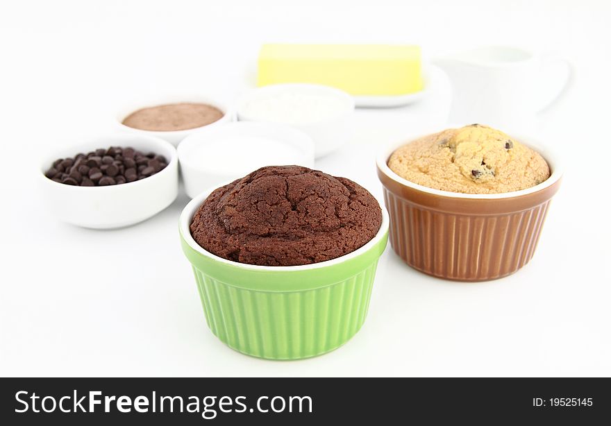 Fresh baked muffins and ingredients. Fresh baked muffins and ingredients