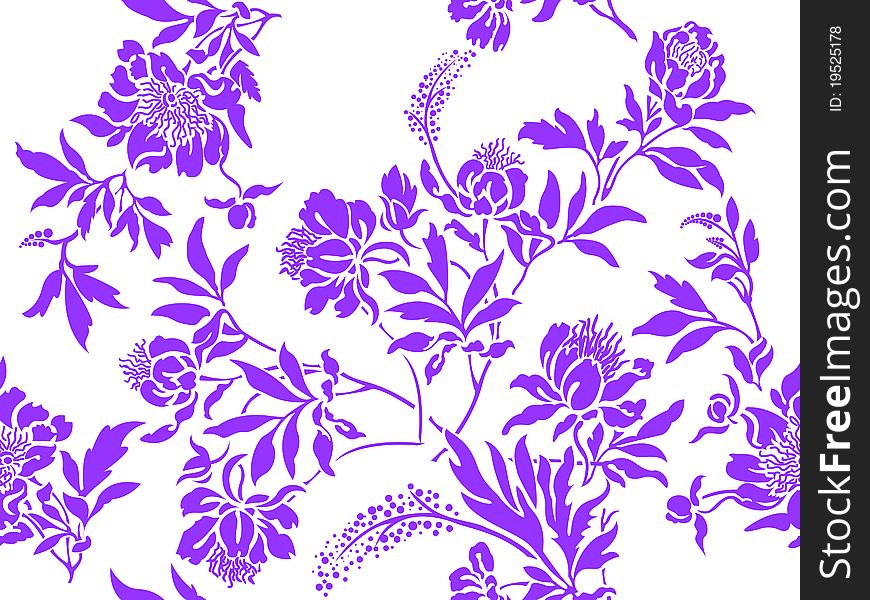 Seamless white background with randomly distributed lilac posies. Seamless white background with randomly distributed lilac posies