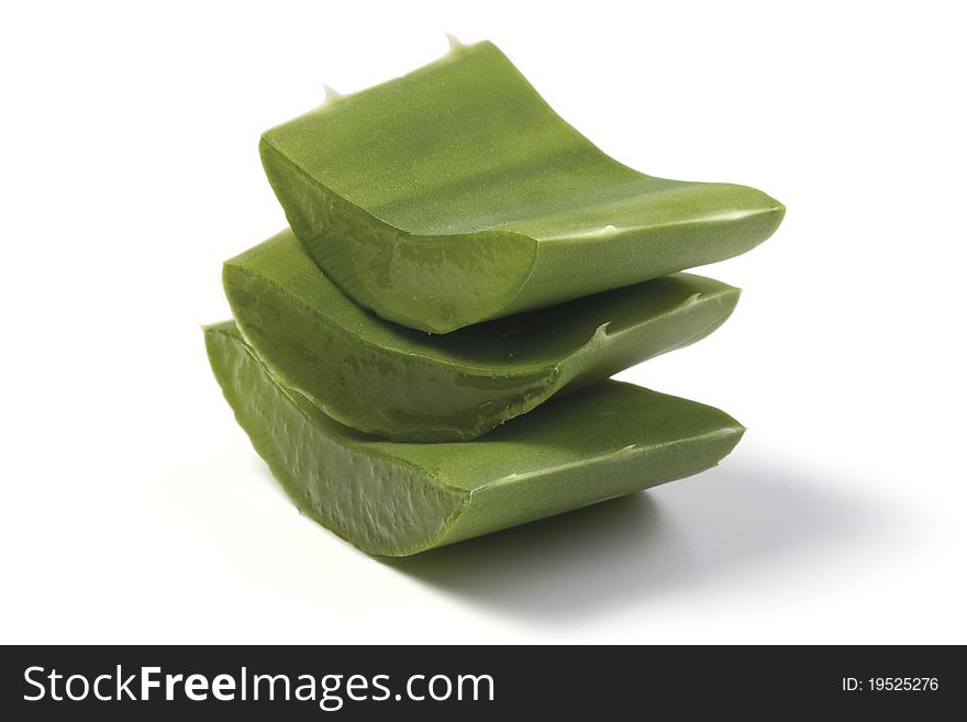 Fresh Aloe Vera isolated on white background. Used in medicine and in cooking.