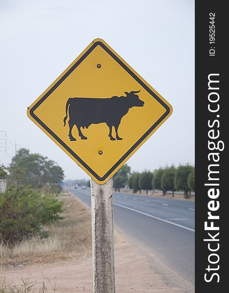 Cow symbol as the road background