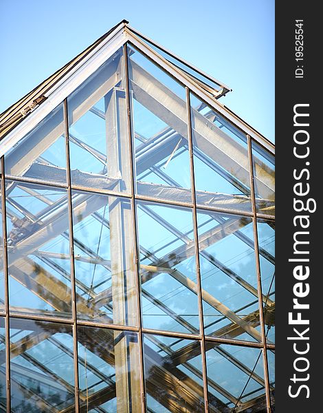 Glass roof detail of a glasshouse