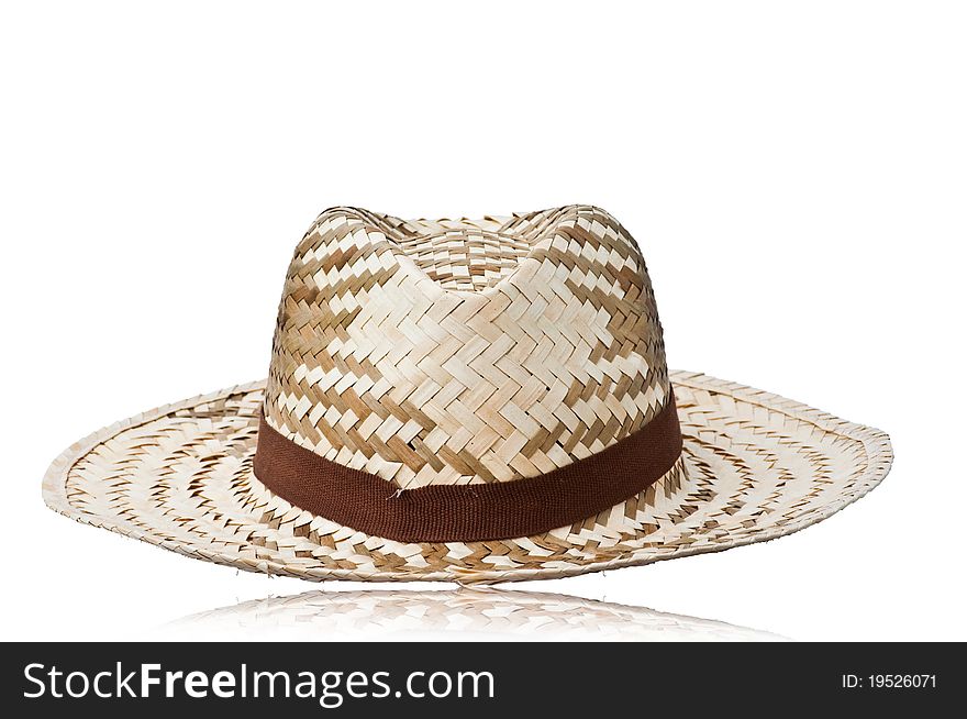 Wicker Straw Hat  On The Background