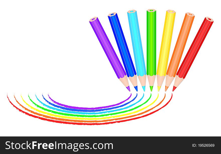 7 Realistic colored pencils Draw rainbow color spectrum. 7 Realistic colored pencils Draw rainbow color spectrum